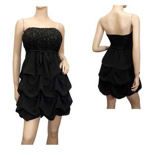 Plus Size Black Sequined Princess Ruffle Dress  eVogues Apparel 