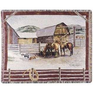   Ranch & Animals Theme Tapestry Throw Blanket 50 x 60 