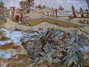 Huge French Country Scene Tapestry Wall Hanging Mural  