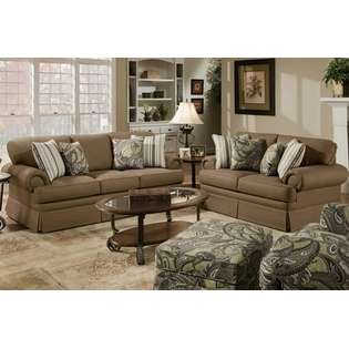   Simmons upholstery sofa and love seat set with rounded set back arms