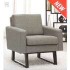   textured fabric upholstery side chair with square arms and wood legs