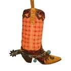 Pacific Rim Country Western Plaid Cowboy Boot Christmas Ornament