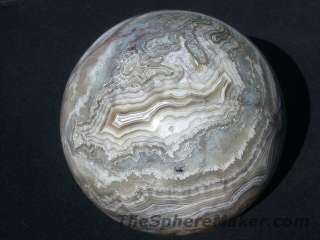    LAGUNA LACE AGATE SPHERE BANDED GEMSTONE CRYSTAL BALL MEXICO 4.4D
