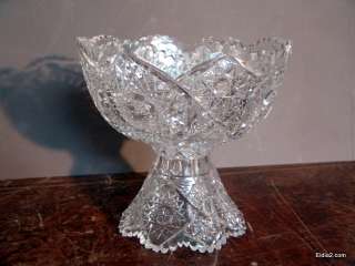 Antique Cut Glass Punch bowl with Pedestal Base  