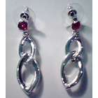Cubozoa Silver and hot pink rhinestone chain earrings, 2