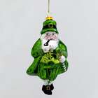KSA Pack of 6 Glass Irish Santa Claus with Pipe Christmas Ornaments 5 