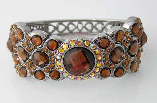 Brown swarovski crystal Bracelet Bangle Cuff B113  
