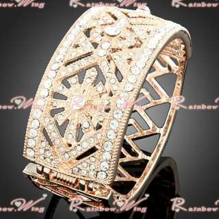 Best Gift Swarovski Crystal Multi Yellow Gold GP Bracelet Bangle 008 