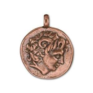  Antique Copper Plated Pewter Trojan Warrior Round Pendant 