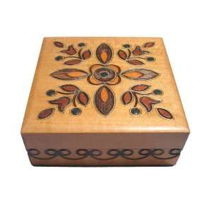 Wooden Box, 5252, Traditional Polish Handcraft, Hinged, Natural with 