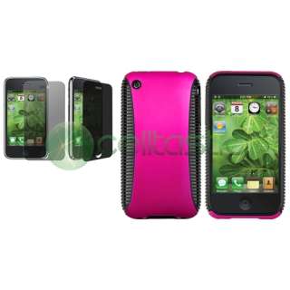   SOFT CASE Pink Hard COVER+Privacy Protector For iPhone 3 G 3GS  