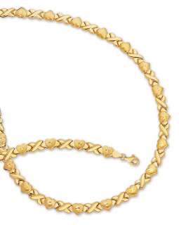 Hearts and Kisses Bracelet & Necklace 14K Yellow Gold  