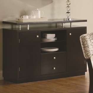   Wood Finish 2 Door Dining Server Buffet with Floating Top 