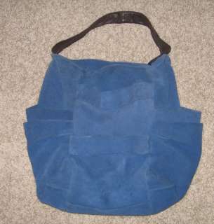  Beckon Ex Large Blue Suede Hobo Tote Bag  
