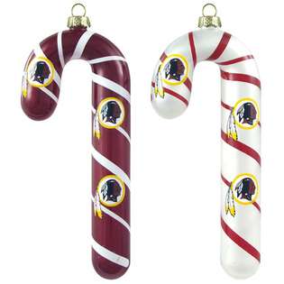   Washington Redskins Blown Glass Candy Cane Ornament Set 