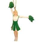 JWM Cheerleader With Green Dress & Pom Poms Christmas Ornament