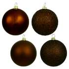 VCO 4ct Chocolate Brown Shatterproof 4 Finish Christmas Ball Ornaments 