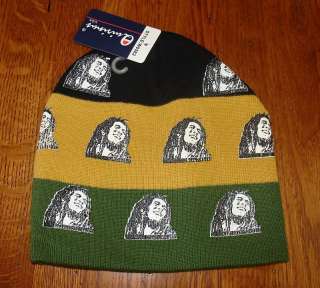 Black Gold Green Bob Marley Rasta Beanie Knit Cap  
