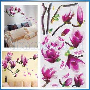 Removable Magnolia Flower Wall Art Sticker Home Decoration Wall Decal 