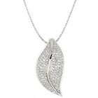 Sea of Diamonds Sterling Silver Cubic Zirconia Large Leaf Pave Pendant 