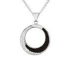  Sterling Silver White/Black Crystal Circle Necklace