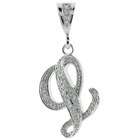   Inch Large Script Initial Pendant with Cubic Zirconia Letter L