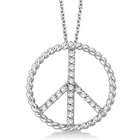 allurez diamond peace sign swirl pendant necklace 14k white gold