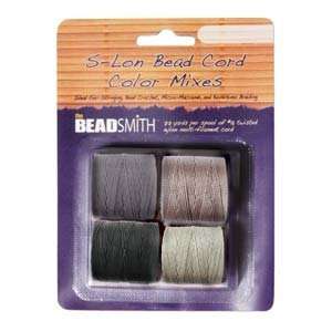  Beadsmith Super Lon Nylon Bead Cord COOL NEUTRALS Mix 