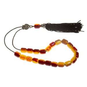  Worry Beads With Tassel   Carmel Swirl & Black Tassel   1 