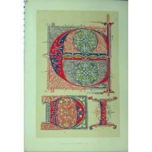 C1882 Colour Calligraphy Design Fourteenth Century 