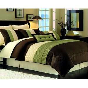 com 11 PC. MODERN BED IN A BAG SUPER SET CHOCOLATE BROWN W/ MATCHING 