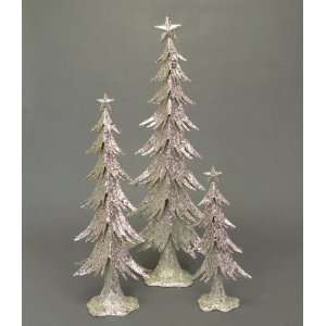  Glitter Tree with Star Metal Sculptures, Set of 3