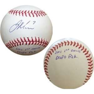  Autographed Joe Mauer Baseball   with 2001 Pick 