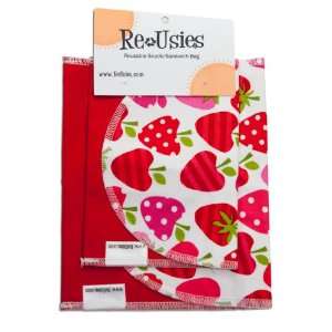    ReUsies 2 Pack Snack and Sandwich Reusable Bags, Strawberries Baby