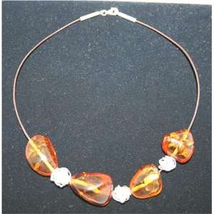   Amber and Sterling Silver Necklace 27.40 Grams 