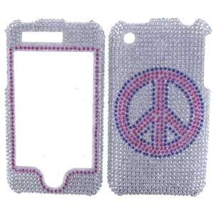  SILVER with PINK & BLUE PEACE SIGN DIVA CRYSTALS snap on 