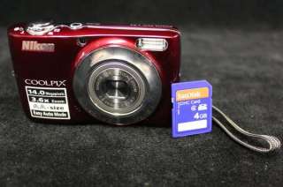 Red Nikon CoolPix L24 14.0 MP 3.6X Zoom 610563301560  