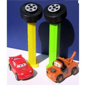   CARS MAGNETIC PULL & GO PEZ DISPENSERS, LIGHTNING MCQUEEN & MATER TOW