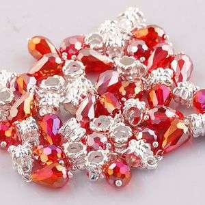 Pc49 Red Teardrop Faceted Crystal Glass Charm Beads 5x  