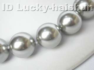 18 20mm 100% round gray south sea shell pearl necklace  