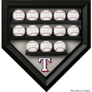  Texas Rangers 13 Baseball Home Plate Shaped Display Case 