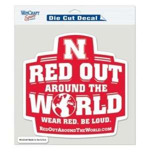   Huskers Die Cut Decal   8x8 Color Red Out