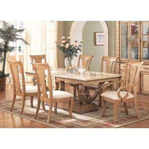  7pc Formal Dining Table & Chairs Set Light Maple Finish 
