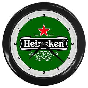 Heineken beer wall clock room décor black  