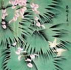 Oriental Asian watercolor painting Birds Flowers ~Fine Spring Day~