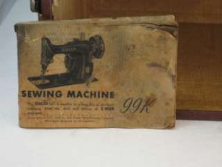 VINTAGE 1954 SINGER SEWING MACHINE 99K 99 W/CASE PORTABLE WOWOWOWOW 