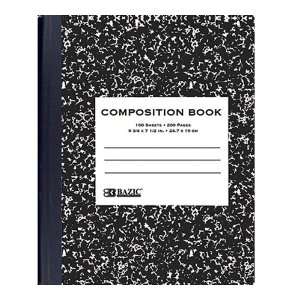  Bazic Ruled Composition Book, Black Marble, 100 Sheets 