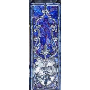  Crystals of Blue Beveled Sidelight Stained Glass Window 