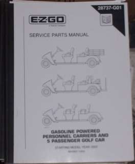 GO GOLF CAR/CART GAS PERSONNEL CARRIER PARTS MANUAL STARTING YEAR 