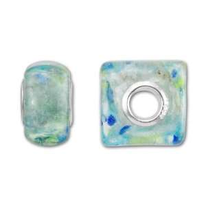  Murano Style Glass 8x12mm Oceanic Square Bead (4.7mm Hole 